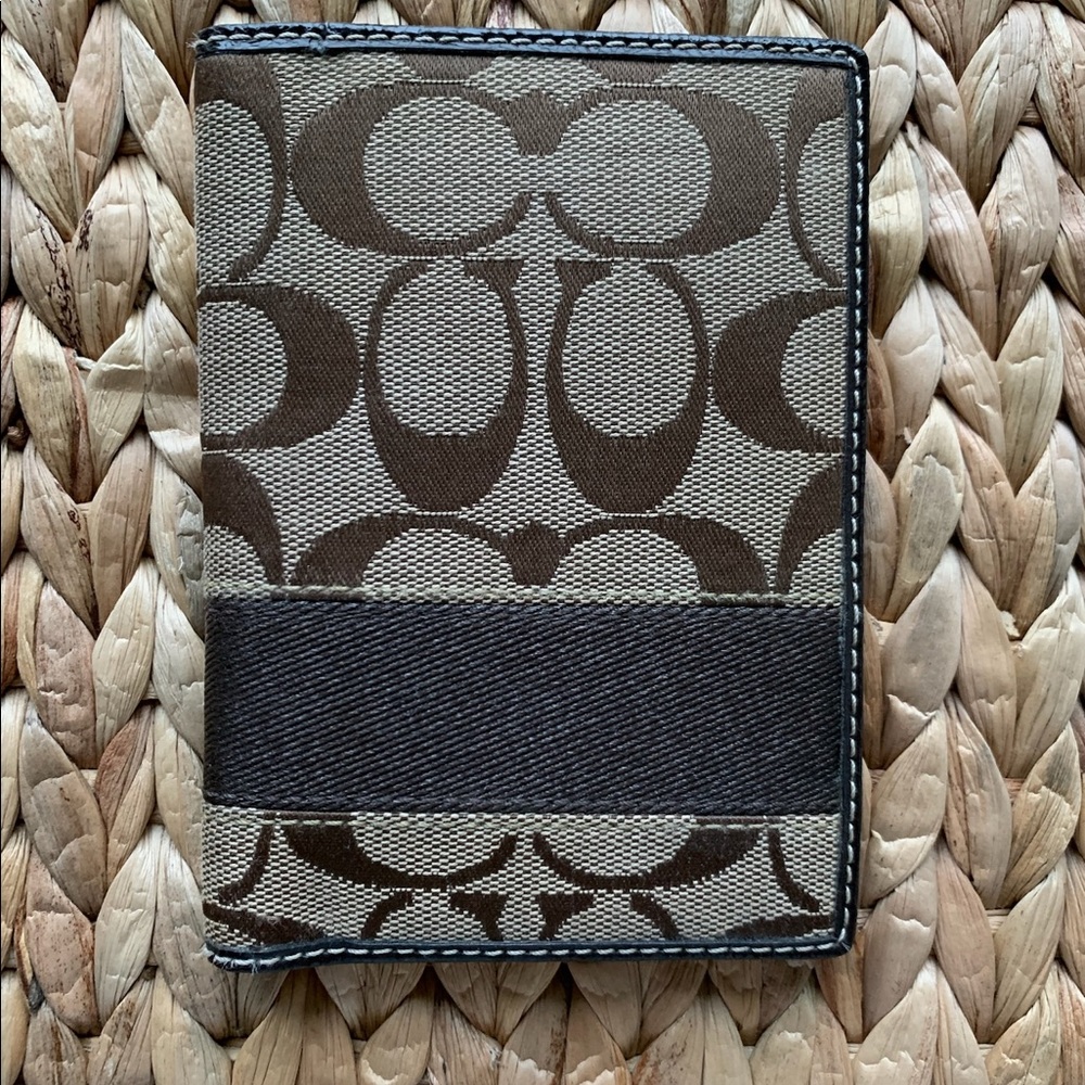 COACH Brown Signature Passport Holder